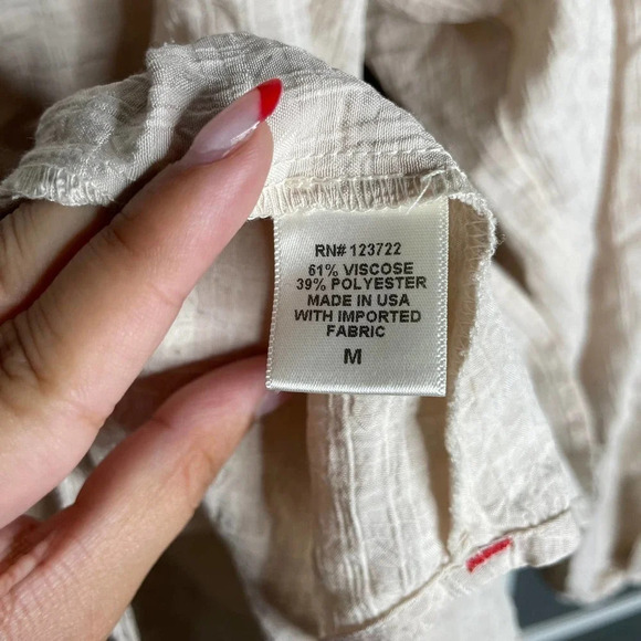 Xirena Farrah Peasant Top Opal Cream Check Size M - Picture 8 of 9